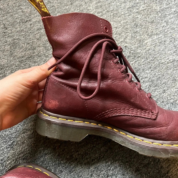 Dr. Martens 1460 Women’s Pascal Virginia Leather Boots Burgundy Size 38 Women - Picture 4 of 10